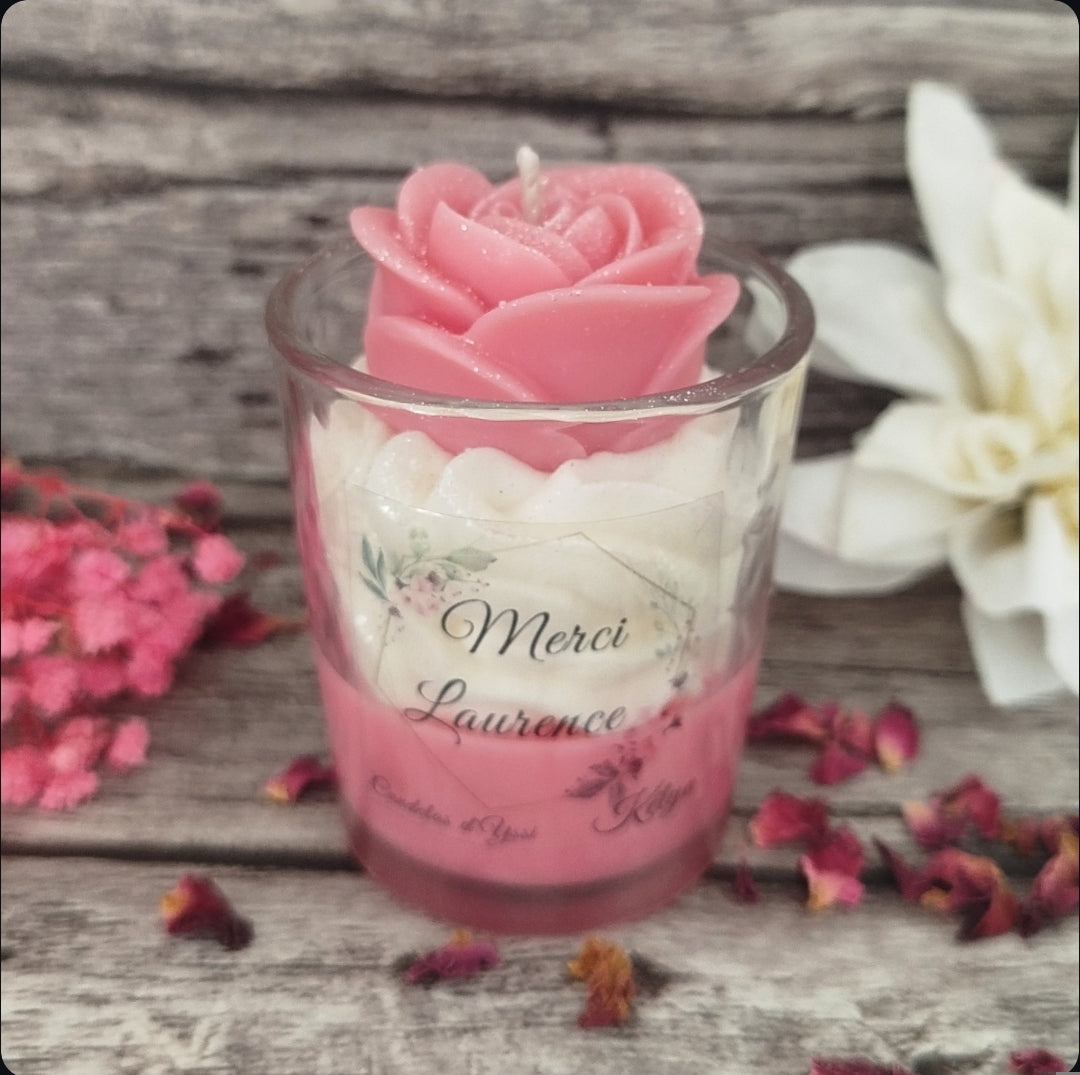 Bougie Rose Éternelle - Personnalisable Candelas d'Yssi