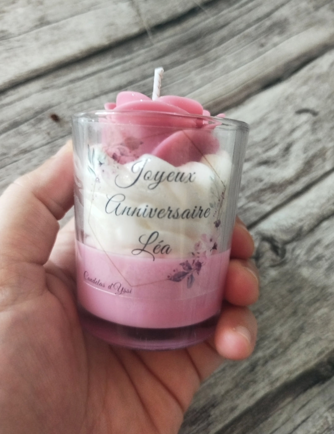 Bougie Rose Éternelle - Personnalisable Candelas d'Yssi