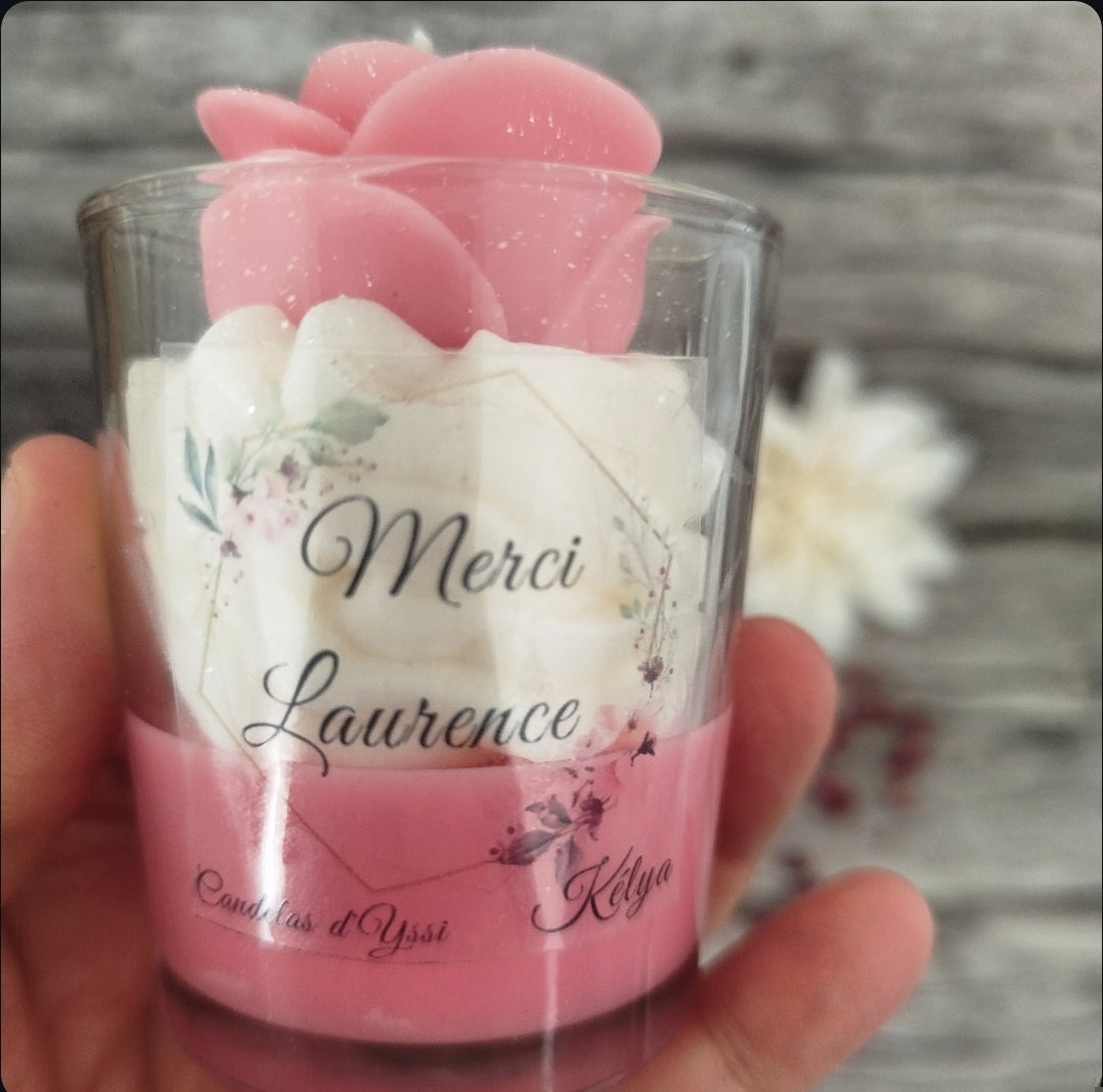 Bougie Rose Éternelle - Personnalisable Candelas d'Yssi