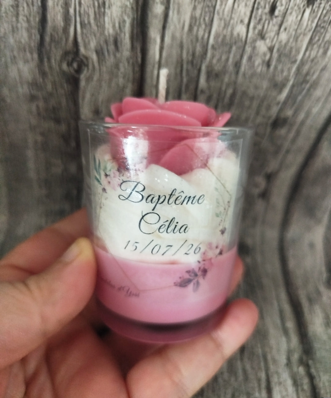 Bougie Rose Éternelle - Personnalisable Candelas d'Yssi