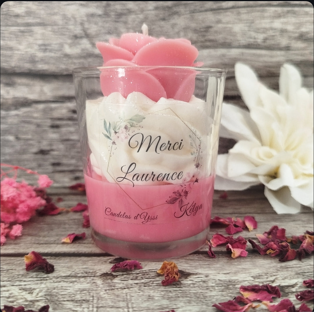 Bougie Rose Éternelle - Personnalisable Candelas d'Yssi